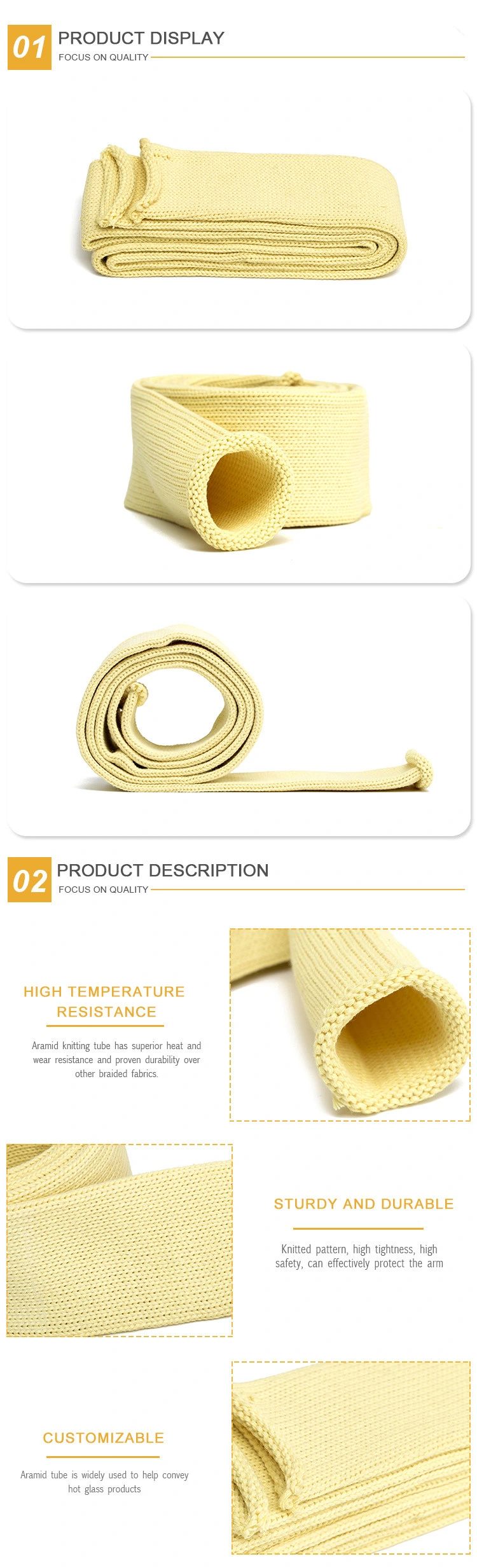 China Factory Big Good Arm Cut Cutting Resistant Kevlar Anti Cut Sleeve K18 Kevlar Aramid Sleeve with Factory Price