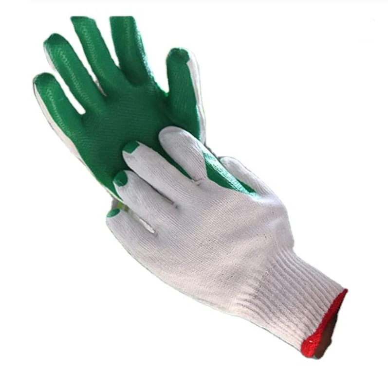 Green White Smooth Latex Coated Glove Personal Protective Equipment