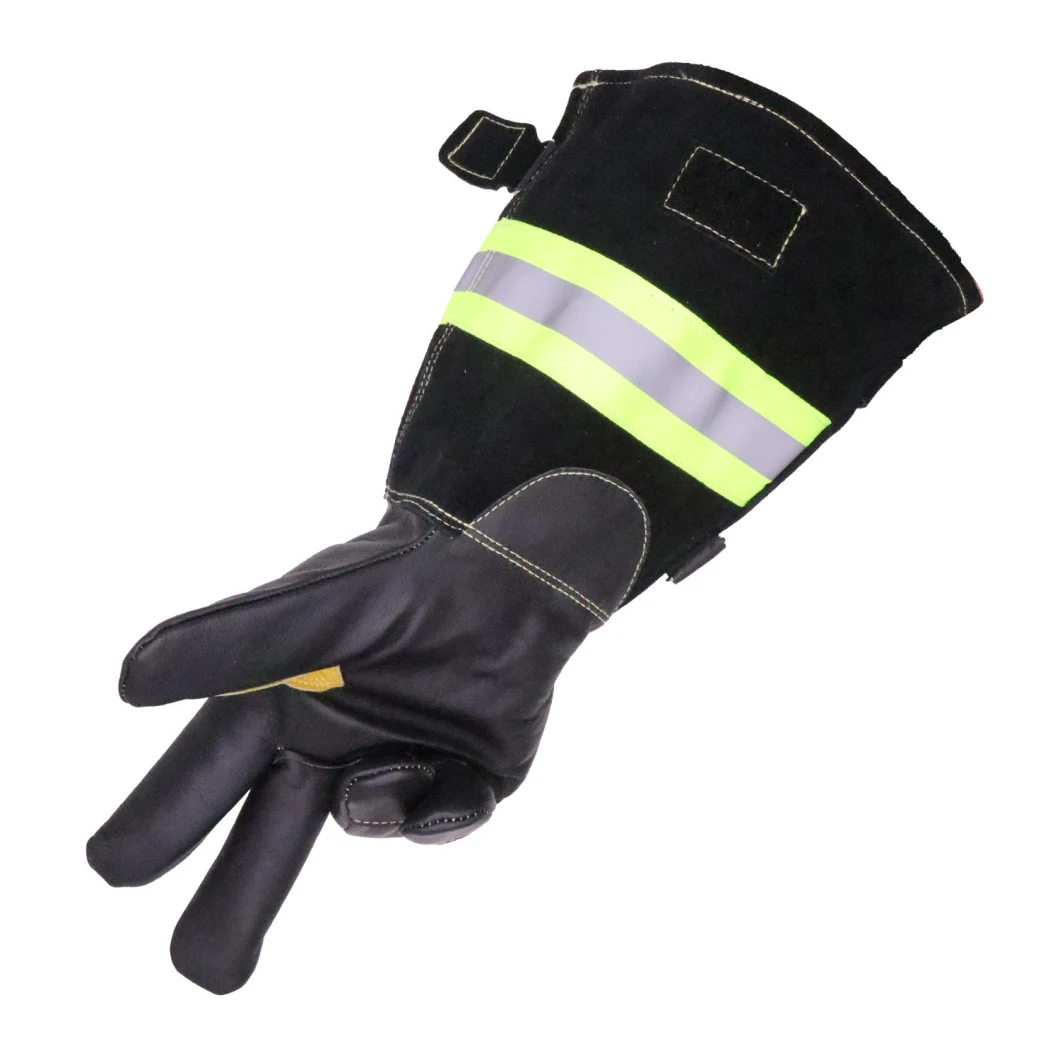 Pri Full Grain Cowhide Leather Work Gloves Construction Site Gloves Turnout Gear Firefighter Glove