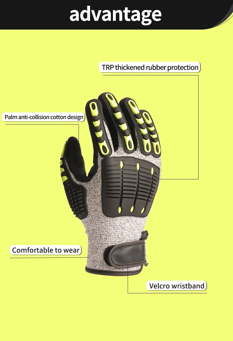 Nmsafety Hppe Cut Proof TPR Impact Resistant PPE Protection Mechanic Work Safety Gloves