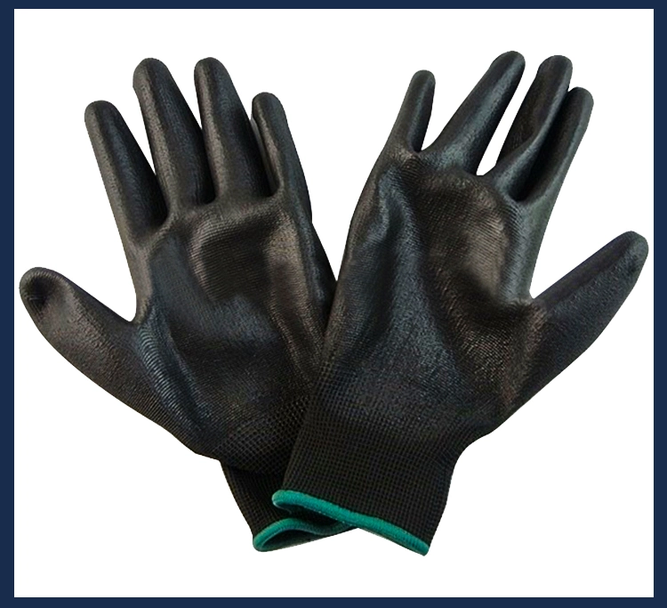 Factory Direct Hot Sale 13G Knitted Black Nylon PU Coated Anti-Static Safety Work Gloves