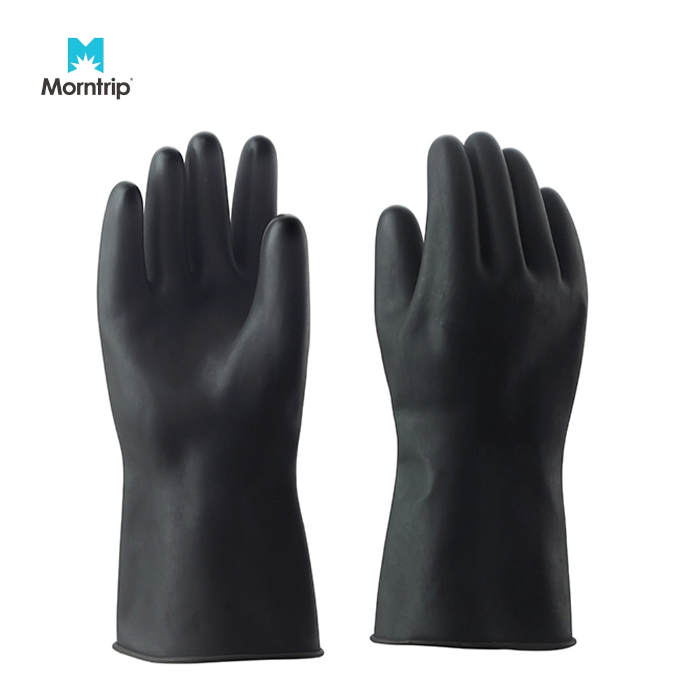 High Quality Non Allergic Anti-Acid En388 Chemical Heavy Duty Strong Abrasion Resistant Rubber Gloves