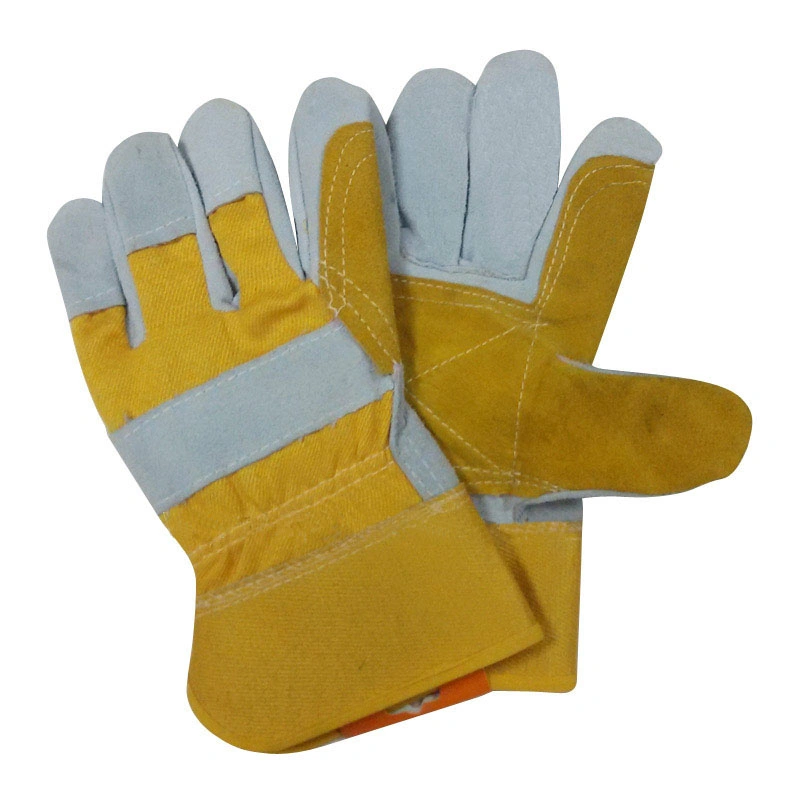 Double Palm Cow Split Leather Work Gloves Ce Approved