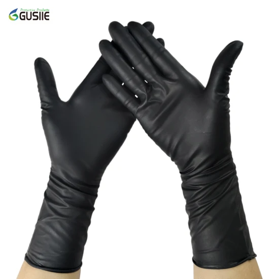 Gusiie 6mil 12 Inches Disposable Safety Work Glove, Chemical Rubber Nitrile Gloves