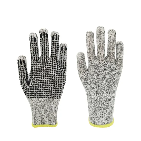 Factoryshop 7 / 10 Gauge Cotton Liner Single / Double Side PVC Dotted / Dots Non Slip Coated Work Safety Construction Working Knitted Gloves
