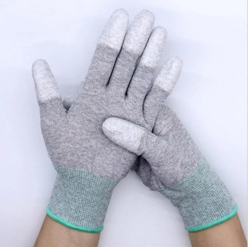 Carbon Fiber Antistatic ESD Safe PU Finger Coated Top Fit Gloves