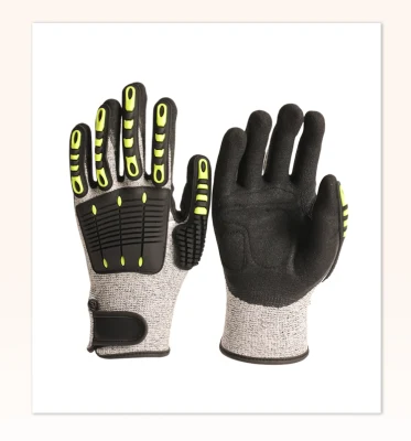 Factoryshop 10%Discount A5 Hppe Cut Resistant Impact Protection TPR Work Safety Anti Slip / Vibration Nitrile Sandy Palm Coated Touchscreen Gloves