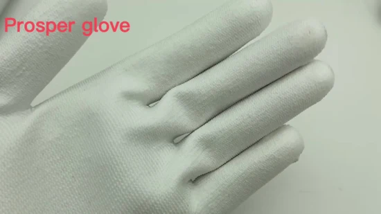 Seamless Mechanic Nylon Liner Durable PU Coated Safety Protective Glove White PU Working Gloves