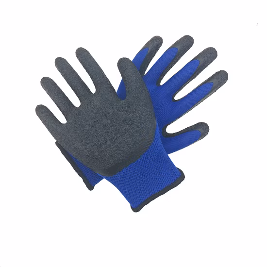 Factoryshop En388 10g Cotton Knitted Liner Latex Crinkle / Wrinkle Grip Coated Construction Safety Work Labor Industrial Garden Working Gloves