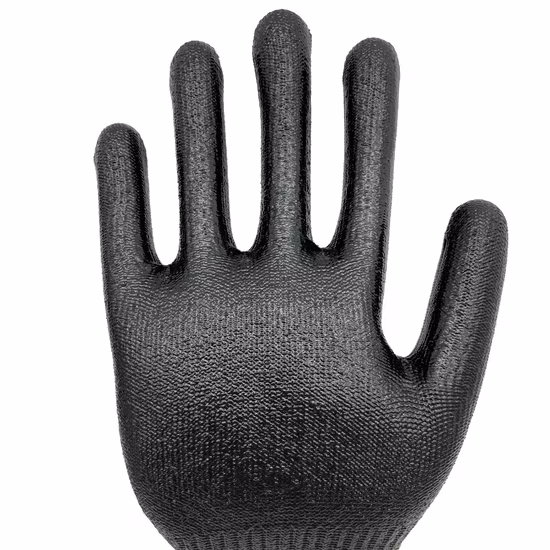 En388 A5 Nylon & Hppe & Glass Fiber Liner PU (Polyurethane) Coated Anti Cut Resistant Cutting Proof Work Safety Hand Protection Knitted ANSI Gloves