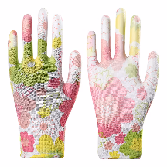 Seamless Mechanic White PU Palm Nylon Durable Coated Safety Protective Labor Working Hand Gloves for Industrial Work