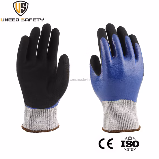 13G Seamless Mechanic Work Safety PU Cut Proof Resistant Labor Glove for Industrial Woking